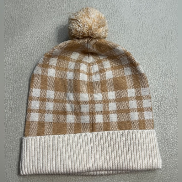 Coach Women’s Wool Blended Plaid Pom Pom Beanie - Picture 3 of 4